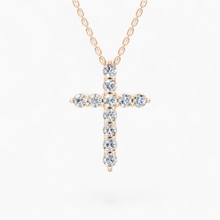 Round Cut Diamond Cross Pendant